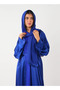 Dark Blue Bling Open Abaya 3 Pieces Set - 4