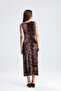 Slit Sleeveless Lycra Viscose Dress |   Elb35734 Coffee Tie Dye - 5