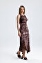 Slit Sleeveless Lycra Viscose Dress |   Elb35734 Coffee Tie Dye - 2