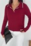Women's Burgundy Polo Neck Standard Size Knitwear Blouse