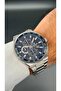 Silver Navy Blue Color Men's Wristwatch Steel Band 3 Atm Water Resistance
