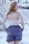 Cotton Beach Shorts with Pockets and Elastic Waistline Stripes - 4