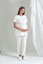 Tuba Ecru Double Breasted Special Design Maternity Maternity Dressing Gown 3-Piece Pajama Set - 5
