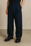 Men's Navy Blue Color Pleated Lycra Comfortable Fit Loose Cut Baggy Fabric Trousers