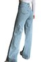 Women's Blue Snow Washed High Waist Lycra Comfortable Wide Leg Jeans - 2