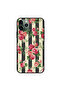 غطاء حماية لجهاز iPhone 11 Pro Max مزين بزهور على خطوط سوداء وبيضاء