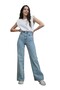 Women's Snow Washed High Waist Stretchy Wide Leg Jeans