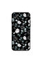 غطاء حماية لهاتف iPhone 7 بنقشة زهور بالأبيض والأسود