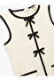 Bow Detailed Crew Neck Sleeveless Tweed Dress - 4