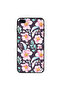 iPhone 7 Plus Case Cover Pink Flowers Light Green Feathers