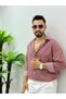Men's New Season Pinstripe Shirts Golden Fabric Italian Cut Oversize Mold Men - 4