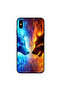 غطاء حماية لجهاز iPhone XS MAX بتصميم ذئب الماء والنار