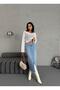 Women's Maxi Boy Front Slit Detail Light Blue Denim Skirt