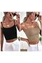 Women's 2 Pack Thin Strap Ribbed Crop Basic Athlete Blouse