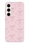 Samsung Galaxy S23 Compatible Pink Heart Bows Transparent Silicone Case