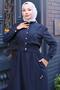 Buttoned Jacket Pocket Waist Tie Gilet Dress Navy Blue Hm2785 - 4