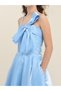 Girl's Shiny Fabric Long Design Evening Dress with Bow Detail - 7