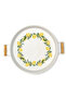 37cm Wooden Handle White Lemon Printed Metal Tray Round Tray Tea Tray Presentation Tray - 2