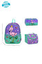 Combination Lilac Flamingo Kindergarten Bag Thermal Lunch Bag and Pen Holder Set