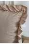 Melma 100% Cotton Brown Poti Checked Ruffled Decorative Cushion Cover 45X45 Garden Decoration - 4