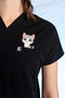 Black Special Veterinary Jersey Lint-Repellent Liquid Repellent Printed Scrubs Suit Unisex - 3