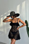 Women Black Strap Lace Pareo Nbdf074 - 2
