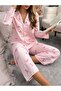 Women's Pajama Set Long Sleeve Buttoned Striped Bow – Comfortable Model - 5