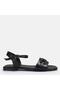 Large Size Women's Khaki Leather Sandals 41-42-43-44-Black Leather - 5