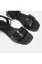 Large Size Women's Khaki Leather Sandals 41-42-43-44-Black Leather - 3