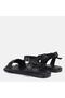 Large Size Women's Khaki Leather Sandals 41-42-43-44-Black Leather - 4