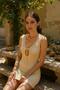 Women's Sleeveless Openwork Lace Detailed Mini Knitwear Beach Dress Vanilla 25S3029 - 2