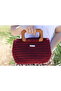 Wooden Handle Knitting Bag - Macrome String - Inner Lining - Hand Made - 3