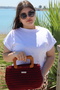 Wooden Handle Knitting Bag - Macrome String - Inner Lining - Hand Made - 2