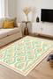 Mosso Green Orange Floral Patterned Fringed Woven Base Decorative Carpet Mosso66 - 5