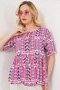 Women's Patterned Short Sleeve Blouse 969 - Fuchsia - 4