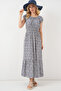 Women's Collar Gather Detailed Dress 2544 - Navy Blue - 4