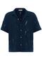 Oversize Perforated Knitwear Shirt Navy Blue