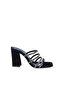 Anthracite Stone Multi-Strap Heeled Suede Slippers
