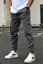 Men's Dark Gray Jogger Cotton Cargo Pants Adjustable Waist Elasticized Legs Comfort - 3