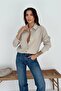 Women's Beige Sequin and Embroidery Embroidered Linen Shirt - 3