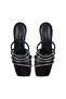 Anthracite Stone Multi-Strap Heeled Suede Slippers - 2