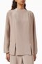 Mulberry Silk Long Sleeve Blouse with Panel Detail, Round Neckline and Elegant Design - 5