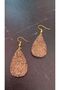 Serrated Crystal Patterned Brown Color Gold Accessory Large Size Drop Shape Epoxy Earrings Handmade - 7