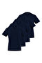 Men's V-Neck 100% Cotton Basic T-Shirt Pack of 4 (4 Navy Blue)