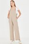 Women's Beige Pocketed Wide Leg Gardener Jumpsuit Arm-25Y001043 - 3