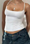 White Basic Slim Y2K Strap Crop