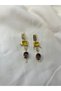 Vip Yellow and Purple Stone Gold Color Dangle Earrings – Stylish and Elegant Design