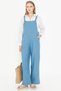 Women's Blue Pocket Wide Leg Gardener Jumpsuit Arm-25Y001043