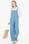 Women's Blue Pocket Wide Leg Gardener Jumpsuit Arm-25Y001043 - 3