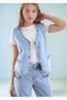 Ice Blue Girls' Jeans Double Set – Vest and Pants |   Denim Fabric, Full Mold - 7